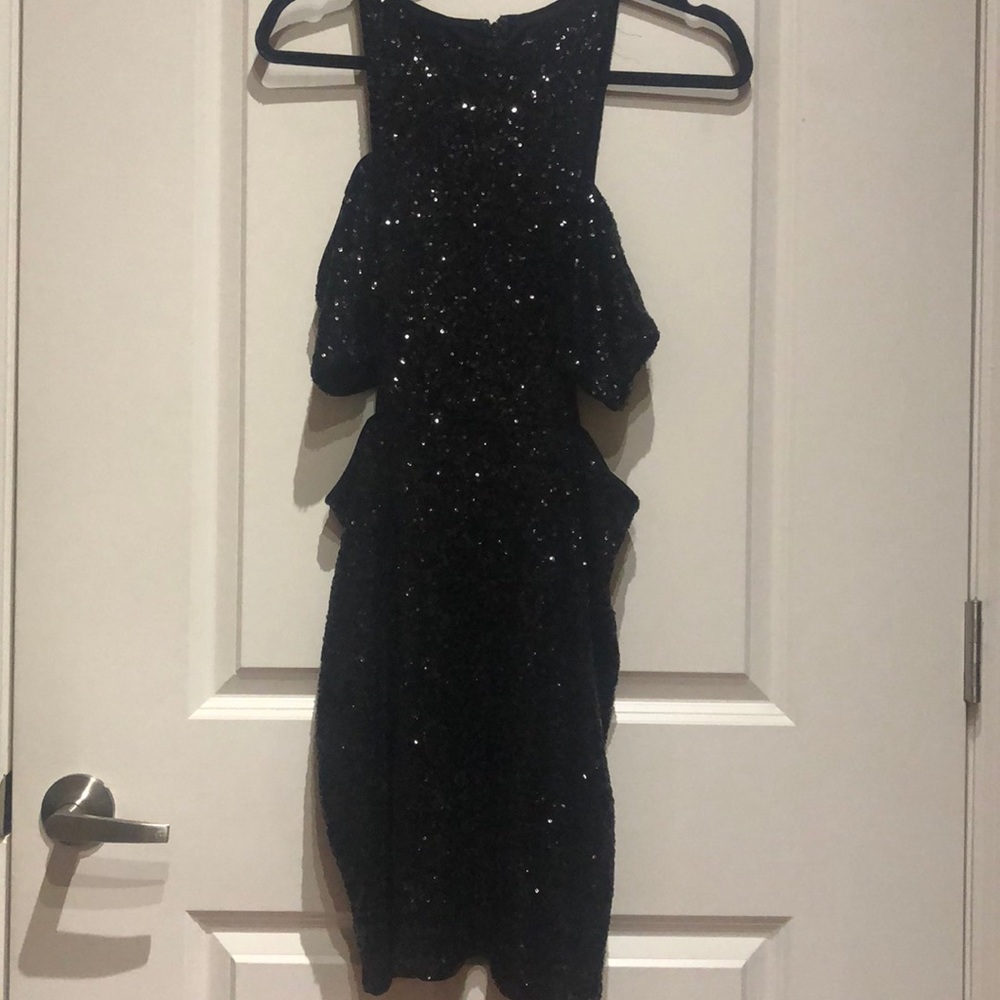 Express black sequin dress.